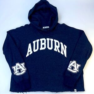 ‘47 Auburn University Crop Oversized Hoodie. Navy Blue Heather and White. Small.